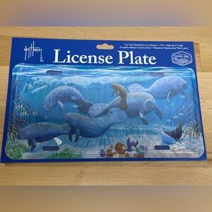 Guy Harvey Manatees Metal License Plate. 6 Manatees & More On this Tropical Tag